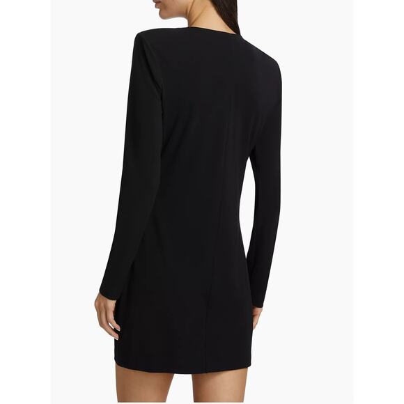 Anine Bing Black classic long sleeve Amaya Keyhole Minidress size Large - Picture 2 of 11